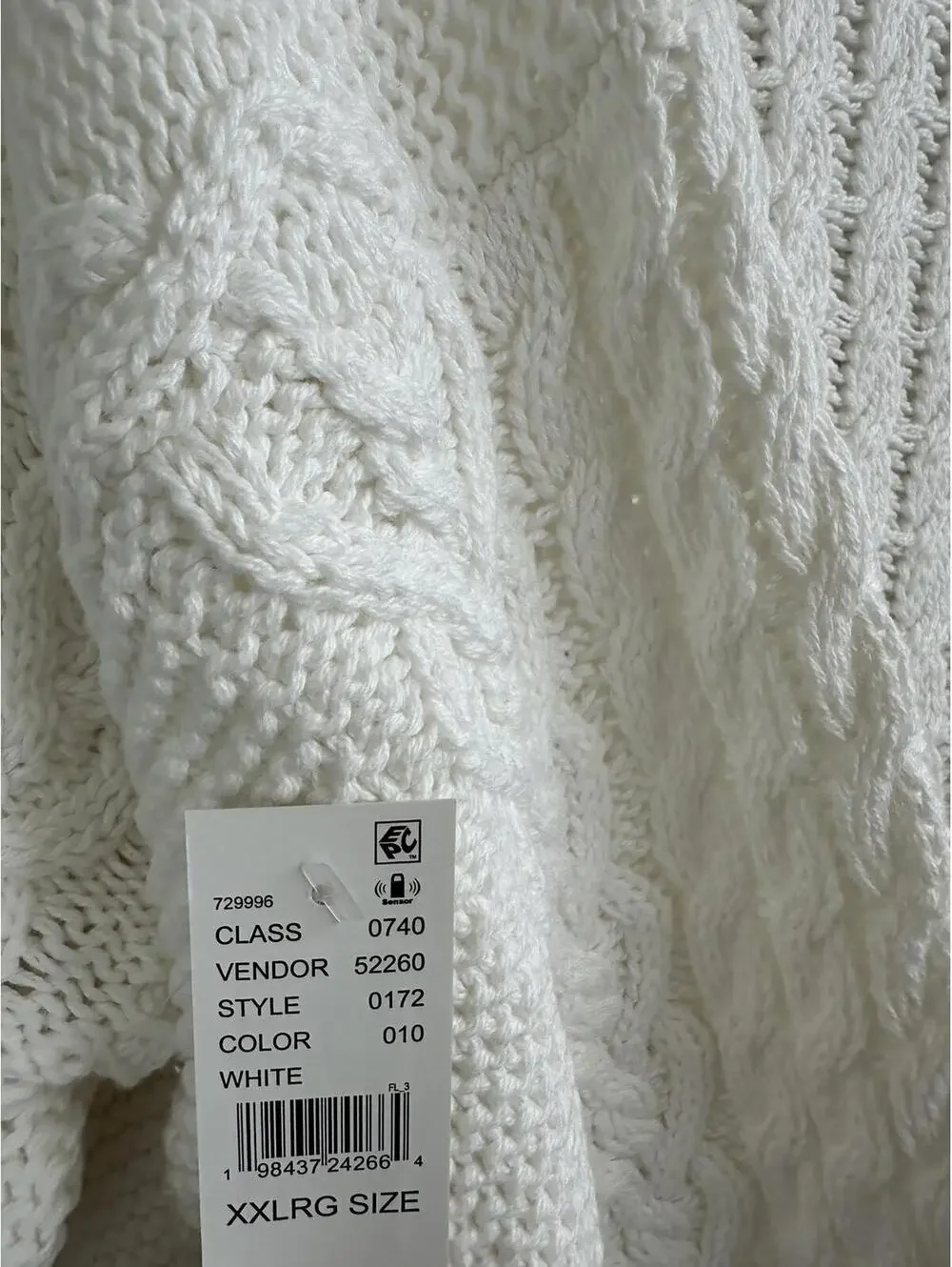 PacSun Cotton Beverly and Beck Heart Cable Knit Crew Neck Sweater White NWT XXL